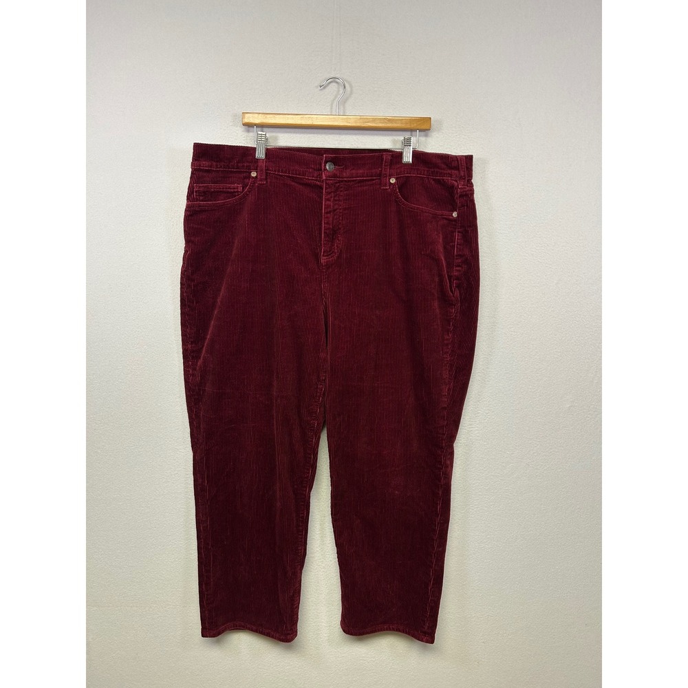 Dark Academia Lands' End Women 20W Burgundy Corduroy Straight Leg Pants